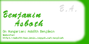 benjamin asboth business card