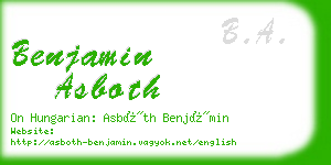 benjamin asboth business card